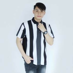 Noveli wear Kaos Kerah Pria Polo Shirt Distro Salur Engineering Stripe Balok Lengan Pendek