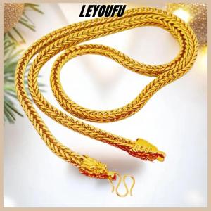 LEYOUFU Alloy Gold Plated Dragon Head Fox Tail Necklace 6mm Imitation Gold Personalized Square Fox Tail Necklace Neck Chain