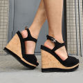 LAIGZEM Women Pumps Platform Wedges Faux Suede Patchwork Ankle Straps Sals Peep Toe Party Unisex Shoes Woman Big Size 42 52. 