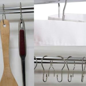 100PCS Stainless Steel Metal C-RING with Lock Bathroom Practical Hanger Gourd Type Hook for Curtain