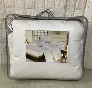 5 in 1 Bedding Thick Plain Duvet White Comforter Quilt Set With Bag Organizer