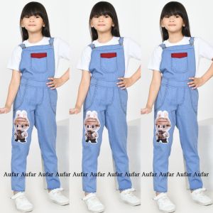 5-12 tahun overall jeans anak perempuan boneka labubu usia 5-12 tahun