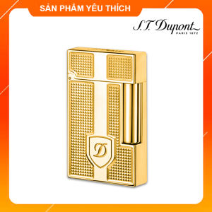 Hộp Quẹt Bật Lửa Dupont Super Ô Vuông Kèm Khiên D144V Màu Vàng - Dùng Gas Đá Cao Cấp