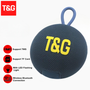 T&G TG422 TWS Bluetooth V5.3 Portable Wireless Loud Bass Fabric Design IPX6 Waterproof RGB Lightning Effect Speaker