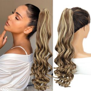 OTYRF Ombre Pink Claw Clip Ponytail Wig Clip in Ponytail Extension Long Wavy Curly Ponytail Heat Resistant Fiber Fluffy Pony Tail Hairpiece for Women