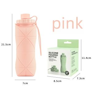 Silicone Tumbler Water Bottle Outdoor/Collapsible for Sports Leak Proof Reusable Foldable 600ML
