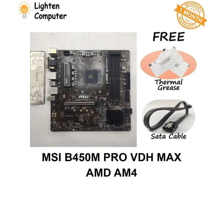 【USED】 MSI B450M PRO VDH MAX Motherboard | B450 | Socket AM4 | AMD Ryzen 1st, 2nd and 3rd Gen | mATX Micro ATX