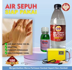 Air Sepuh Perhiasan Warna Kuning Emas 24K Perak Aksesoris Untuk Sepuhan mas Siap Pakai Paket Adaptor Asli 100%