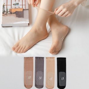 RUANGE 5Pairs Ultra-thin Non-slip Crystal Silk Socks Nylon Transparent Women Invisible Socks Casual Short Stockings Spring