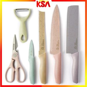 B308 Pisau Set Dapur Serbaguna 6 in 1 Jerami