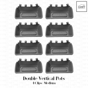 Pack of 8 (4 Clips) Hanging Double Vertical Wall Flower Plant Pot