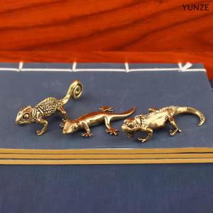 [COD] YUNZE Gecko Figure Home Decor Small Ornaments Antique Brass Animal Figurines Tea Pet Desk Decorations Home Decor Accessories