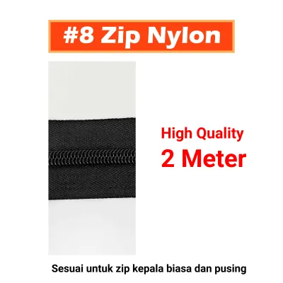 #8 Zip Nylon Zip Kepala Zip Potong #8 Zipper Head Nylon Zipper