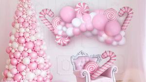 Sweet Candy Balloon Pink Red Round Lollipop Balloon Xmas Christmas Candies Theme Candyland Birthday Party Decor Supplies 16 Pcs Set