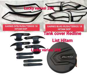 PAKET COMPLETE GARNISH DEPAN BELAKANG COVER HANDEL OUTER TANK COVER GR SPORT ALL NEW RUSH 2018-2024 UP HITAM DOFF