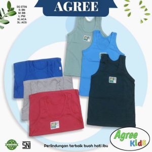 BAYIe - 6 PCS Kaos Dalam / Singlet Anak Putih AGREE KIDS 100% Katun usia 0 - 12 tahun Size S M L XL XXL3436