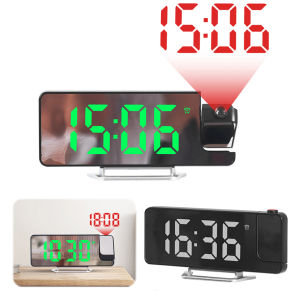 Luxury Projection Alarm Clock with Adjustable Brightness Digital Clock and Candleholder for Elegant Bedrooms
