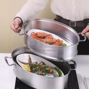 Periuk Kukus Ikan Keluli Tahan Karat Pelbagai Fungsi 2 Lapisan/ Pengukus Makanan Laut/ Fish Steamer Pot