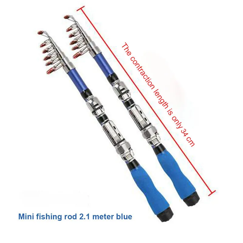 Portable Small Fishing Rod Hard 1M-2.1M FRP Ice Fishing Rod River and Lake  Fishing Tool Set