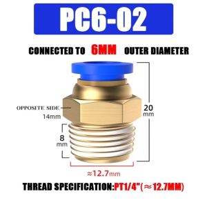 JING PC 4 6 8 10 12MM Pneumatic Fitting Multi Size Brass Air Connector High Quality Pneumatic Connector Pneumatic Systems