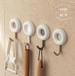 Classy Luxe Multipurpose Wall Hook 4pcs Doughnut Design Cute Hook Adhesive Sticker Punch-free Door Kitchen Bathroom Hook Sticker Wall Sticky Hook