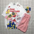 Set Đồ Bộ In Hình Chú Báo Hồng- the pink panther cartoon 3D Cute DB45-Lapi VN Áo+ Quần Đùi Vải Thun Cotton Thoáng Mát. 