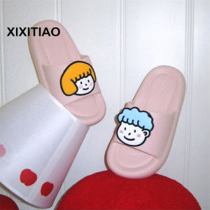 XIXITIAO Cartoon Boys and Girls Head Portrait Summer Cool Slippers Soft Bottom Couple Home EVA Comfortable Soft Bottom Student Slippers