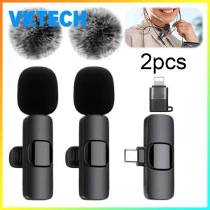 [Vktech] Bluetooth Lavalier Microphone with Noise Reduction Portable Wireless Audio Mic for Video Recording and Live Streaming