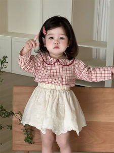 Childrens clothing spring clothes lightweight baby spring outfits girls plaid shirt sets custom-made