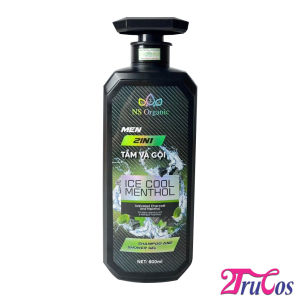 Tắm gội nam NS Organic Men 2 in 1 Ice Cool Menthol Shampoo & Shower Gel 800ml (làm sạch da mượt tóc) 2Trucos