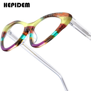 HEPIDEM Acetate Gọng kính nữ mới thiết kế thương hiệu cao cấp Mắt Mèo Kính Mắt Nhật Bản handmade chất lượng cao Cateye kính mắt cho mắt trong suốt 9380