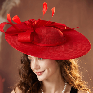 WININ Wide Brim Women Fascinator Hats with Headband Vintage Tea Party Hat Fashion Large Church Hats Lady Headwear