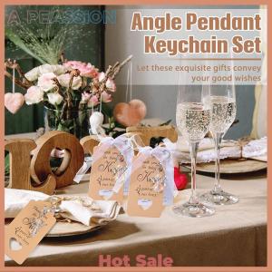 [A Peassion]💖[HOT SALE]🎈🎈 24 Pieces Angel Keychains Favor Baptism Party Favors Baptism Boxes White Organza Bags With Tags