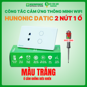 Công Tắc Cảm Ứng Thông Minh Wifi 2 Nút 1 Ổ Hunonic Datic