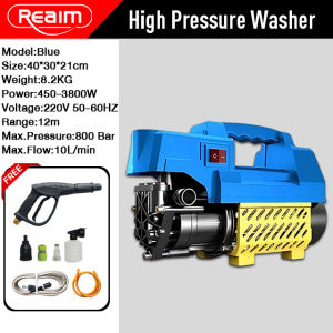 REAIM High Pressure Washer Water Sprayer 3800W 10/min Flow Energy Efficient Cleaning Machine for Car Patio and Garden