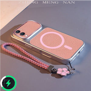 Suitable For Vivo Y29 4G Vivo Y29S Vivo Y04 Vivo Y19S New Lychee Patterned Leather 3D Magnetic Suction Ring+Hand Rope Anti Fall Shell