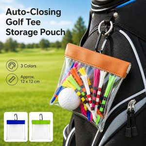 ZEIIE Transparent Golf Bag Pouch PVC with Auto Close Golf Tee Storage Holder Portable Wide-Mouth Golf Tool Storage Bag For Outdoor Golf Training