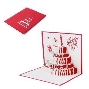 3D for Pop Up Cards Handmade Cake Popup Greeting Birthday Postcard with Envelope for Wife Husband Girlfriend Gifts
