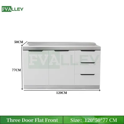 FVALLEY Kitchen Storage Cabinet Stainless Steel Countertop Sink Cabinet Gas Stove Cabinet
