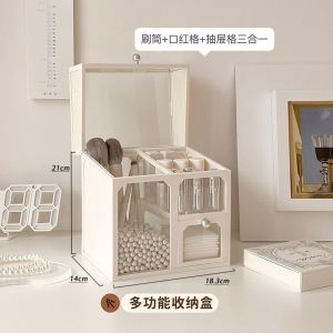 Ⓜ️ZEROIDEASⓂ️ ABS and Glass Stackable & Dustproof Makeup Box/ Cosmetics Box/ Cosmetic Organizer Box Makeup Case Cosmetics Case Makeup Box Cosmetics Box Makeup Rack Cosmetics Rack Makeup Holder Cosmetics Holder Perfume Box Perfume Holder/ Desk Organizer