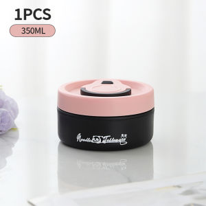 VIVOLILV 2-3 Days Delivery⚡️350/550ml 304 Stainless Steel Lunch Box Black Pink Internet Celebrity Double Layer Round Insulated Portable Bento Box for Office Workers