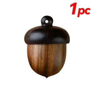 Feelife กล่องไม้ขนาดเล็กแบบพกพา5/1ชิ้นกล่องใส่ยาเม็ดเคสแท็บแล็ตกู้ภัยแบบทำมือกล่องเก็บของขนาดเล็กมีจี้โอ๊ก