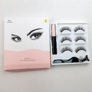 3 Pairs Magnetic Eyelashs Set Liquid Eyeliner& Magnetic Lashes & Tweezer Eyelash Extension Tools