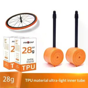 HOTOTO 45/65/85mm Valve Length TPU Inner Tube Orange Color TPU Material Bicycle Inner Tube Lightweight French Valve Bike Inner Tube Road Cycling