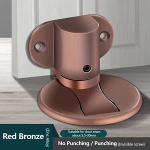 1pc Door Stopper Punch-free Strong Magnetic Door Suction Magnetic Suction Bathroom Invisible Door Zinc Alloy Anti-collision Ground Suction