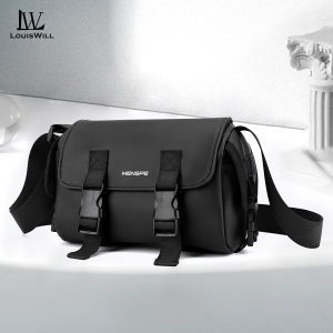 LouisWill กระเป๋ากระเป๋าสะพายขวางสะพายผู้ชายกระเป๋ากันน้ำกระเป๋าแฟชั่นกระเป๋าถนนกีฬาลำลองเรียบง่ายความจุขนาดใหญ่มากสำหรับเสื้อยืด
