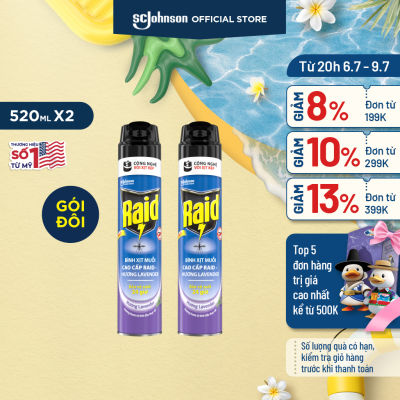 RAID - BỘ 2 CHAI XỊT MUỖI 520ML x 2