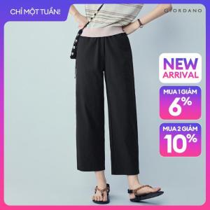 GIORDANO Women Pants 100% Cotton Lightweight Pants Elastic Waist Straight Leg Ankle Length Fashionable Casual Pants 13426163