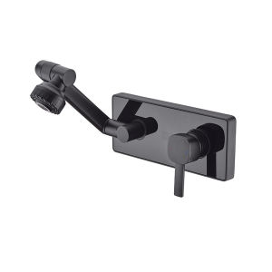 In-Wall Mounted Heat Fusion Full Copper Black Digital Display Ceramic Valve Bathroom Tap Lavatory 2 In 1 Basin Faucets Concealed