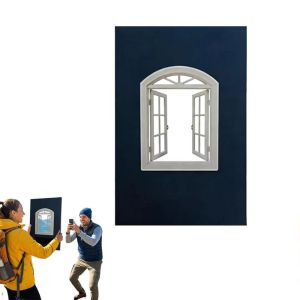 LUXEMO Handheld Window View Photography Props Reusable Blue Paper Design Photos Window Frame Props Modern Lightweight Decorative Mirror Frame for Travel And Vacation